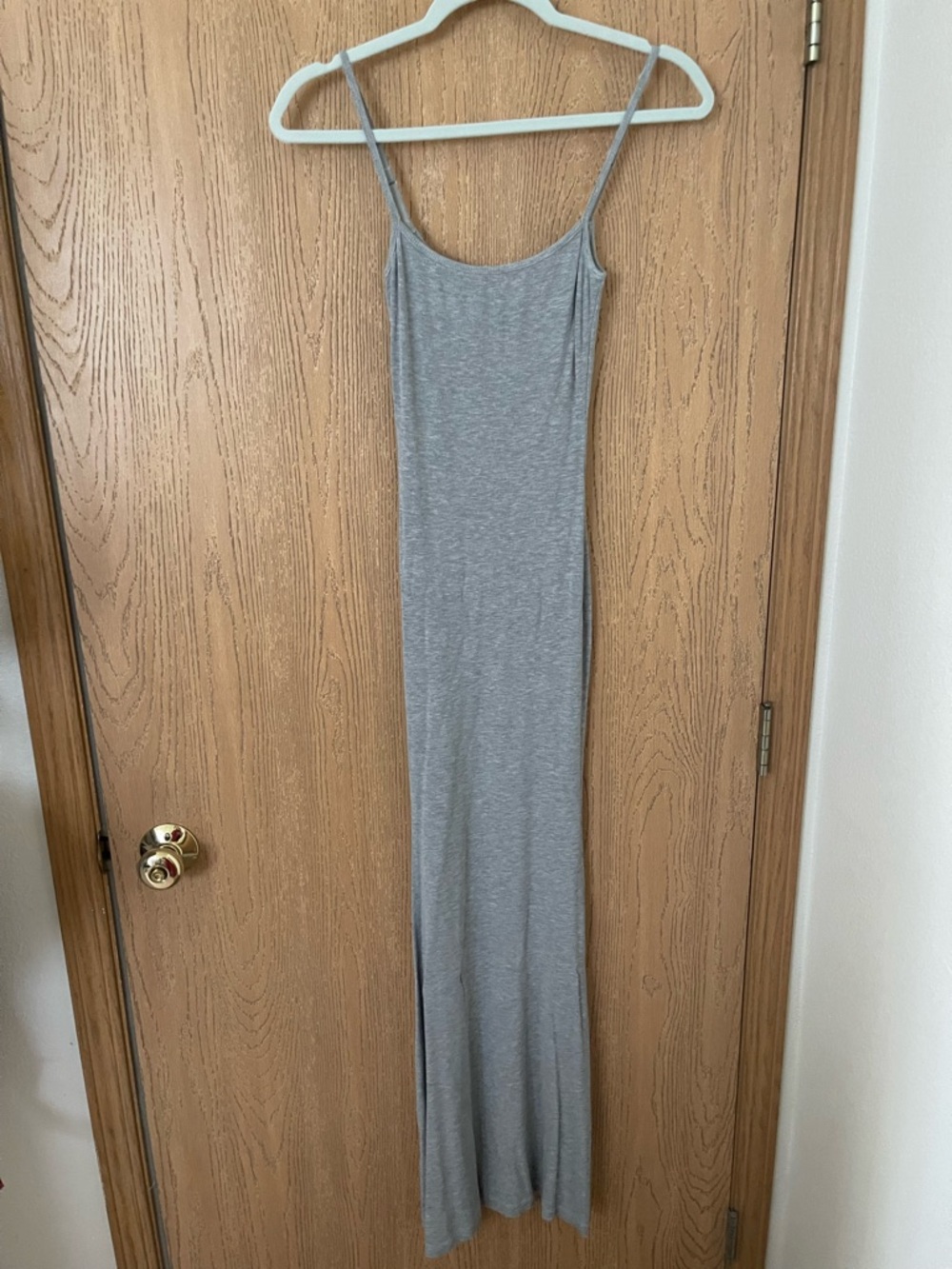 SKIMS Gray Spaghetti-Strap Maxi Dress